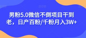 男粉5.0微信不倒项目干到老,日产百粉/千粉月入3W+【揭秘】-阳知网创资源库