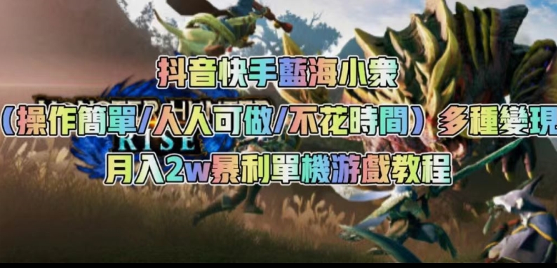 抖音快手蓝海小众(操作简单人人可做不花时间)多种变现月入2w+暴利单机游戏教程-阳知网创资源库
