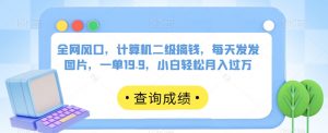 全网风口，计算机二级搞钱，每天发发图片，一单19.9，小白轻松月入过万【揭秘】-阳知网创资源库
