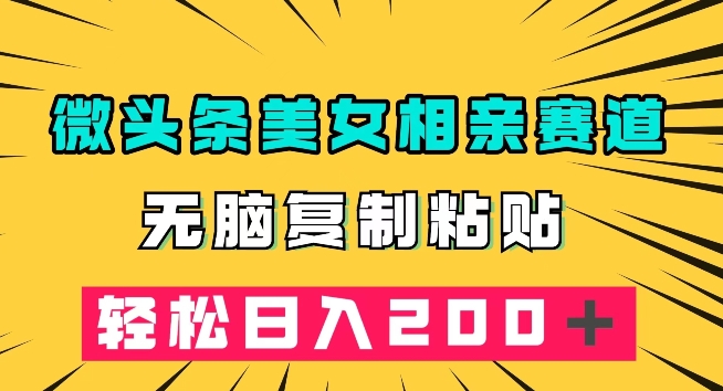 微头条冷门美女相亲赛道,无脑复制粘贴,轻松日入200+【揭秘】-阳知网创资源库