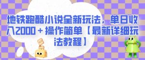 地铁跑酷小说全新玩法，单日收入2000＋操作简单【最新详细玩法教程】【揭秘】-阳知网创资源库