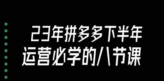 大牙·23年下半年拼多多运营必学的八节课(18节完整)-阳知网创资源库