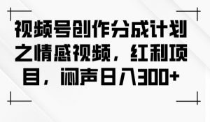 视频号创作分成计划之情感视频，红利项目，闷声日入300+-阳知网创资源库
