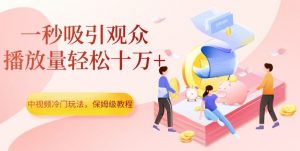 中视频冷门玩法，一秒吸引观众，播放量轻松十万+，保姆级教程【揭秘】-阳知网创资源库