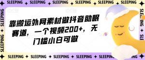靠搬运外网素材做抖音助眠赛道,一个视频200+,无门槛小白可做【揭秘】-阳知网创资源库