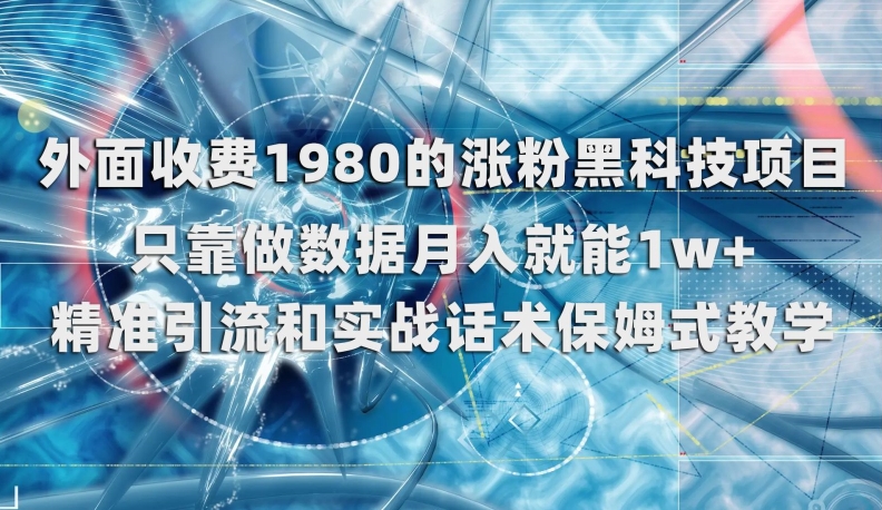 外面收费1980的涨粉黑科技项目,只靠做数据月入就能1w+【揭秘】-阳知网创资源库