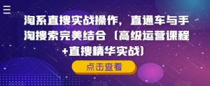 淘系直搜实战操作,直通车与手淘搜索完美结合(高级运营课程+直搜精华实战)-阳知网创资源库