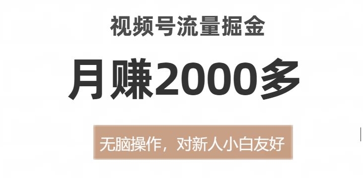 视频号流量掘金,无脑操作,对新人小白友好,月赚2000多【揭秘】-阳知网创资源库