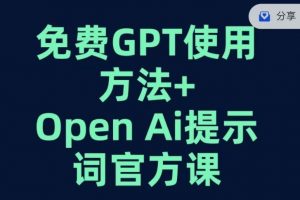 免费GPT+OPEN AI提示词官方课-阳知网创资源库