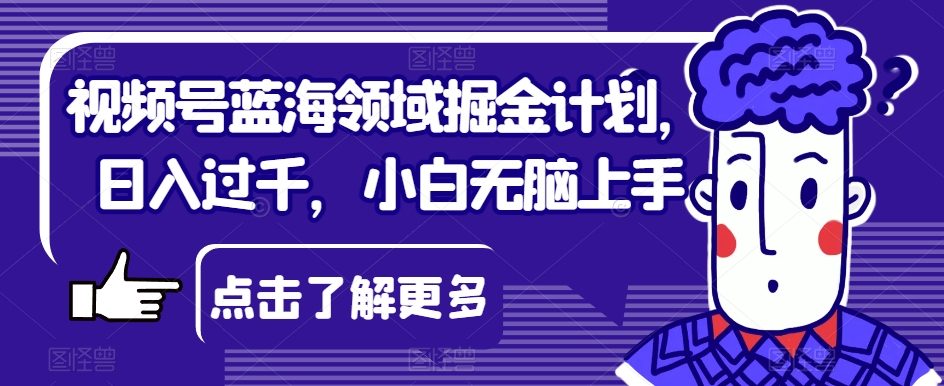 视频号蓝海领域掘金计划，日入过千，小白无脑上手【揭秘】-阳知网创资源库