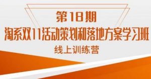 南掌柜·淘系双11活动策划和落地方案线上课18期-阳知网创资源库