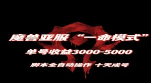 魔兽亚服一命模式,10天成号-单号3千-5千,脚本全自动操作,保姆级教学【揭秘】-阳知网创资源库
