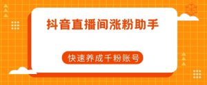 抖音直播间涨粉助手，快速养成千粉账号-阳知网创资源库