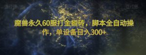 魔兽永久60服打金搬砖，脚本全自动操作，单设备日入300+【揭秘】-阳知网创资源库
