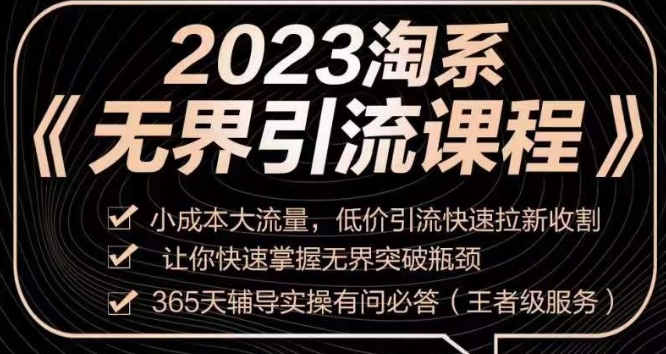 2023淘系无界引流实操课程，​小成本大流量，低价引流快速拉新收割，让你快速掌握无界突破瓶颈-阳知网创资源库