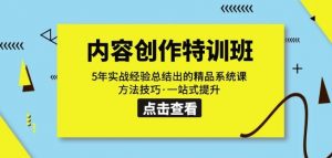 内容创作·特训班:5年实战经验总结出的精品系统课方法技巧·一站式提升-阳知网创资源库