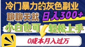 冷门暴利的副业项目，聊聊天就能日入300+，0成本月入过万【揭秘】-阳知网创资源库