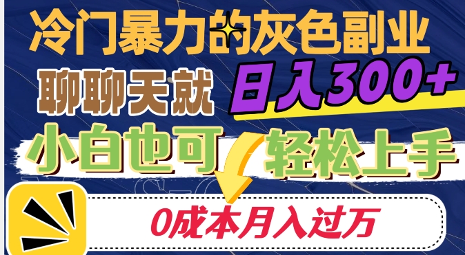 冷门暴利的副业项目，聊聊天就能日入300+，0成本月入过万【揭秘】-阳知网创资源库