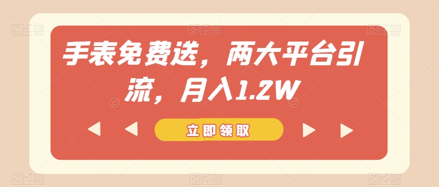 手表免费送,两大平台引流,月入1.2W【揭秘】-阳知网创资源库