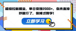 超级拉新掘金,单日变现2000+,你来直接抄就行了,保姆式教学!【揭秘】-阳知网创资源库