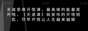 天道思维开悟课,最高维的能量是开悟,《天道课》就是你的开悟钥匙,尽早开悟让人生越来越顺-阳知网创资源库