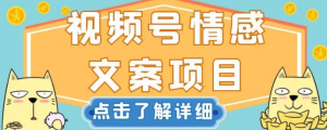 视频号情感文案项目，简单操作，新手小白轻松上手日入200+【揭秘】-阳知网创资源库