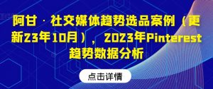 阿甘·社交媒体趋势选品案例(更新23年10月),2023年Pinterest趋势数据分析-阳知网创资源库