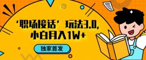 职场接话3.0玩法,小白易上手,暴力变现月入1w【揭秘】-阳知网创资源库