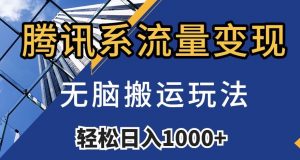 腾讯系流量变现,无脑搬运玩法,日入1000+(附481G素材)【揭秘】-阳知网创资源库