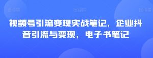 视频号引流变现实战笔记,企业抖音引流与变现,电子书笔记-阳知网创资源库