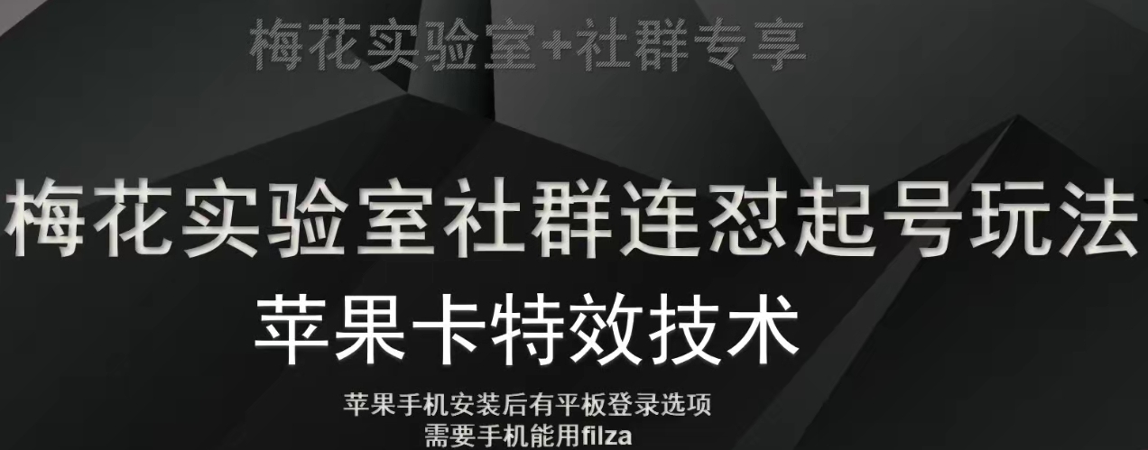 梅花实验室社群视频号连怼起号玩法，最新苹果卡特效技术-阳知网创资源库