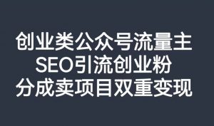 创业类公众号流量主,SEO引流创业粉,分成卖项目双重变现【揭秘】-阳知网创资源库