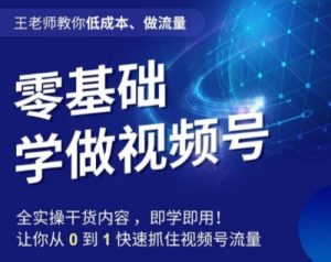 王老师教你低成本、做流量,零基础学做视频号,0-1快速抓住视频号流量-阳知网创资源库