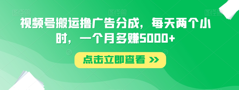 视频号搬运撸广告分成,每天两个小时,一个月多赚5000+-阳知网创资源库