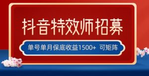 全网首发抖音特效师最新玩法,单号保底收益1500+,可多账号操作,每天操作十分钟【揭秘】-阳知网创资源库