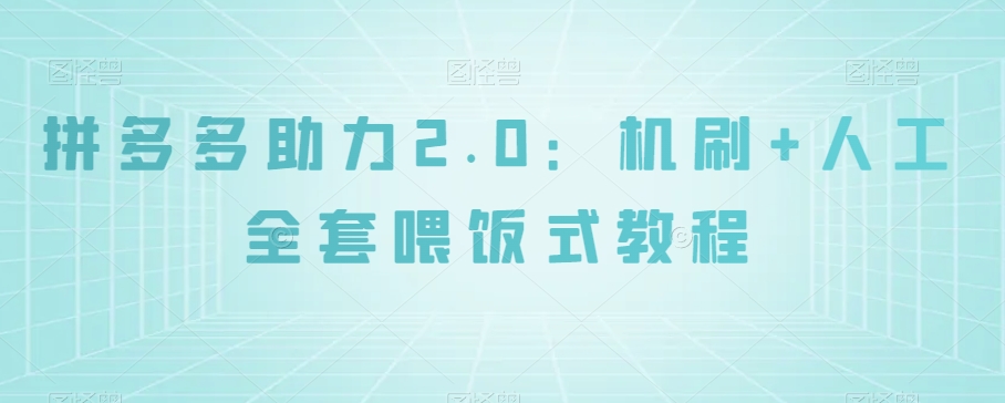 拼多多助力2.0：机刷+人工全套喂饭式教程【揭秘】-阳知网创资源库