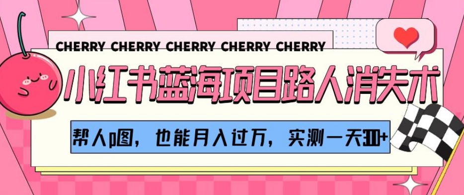 小红书蓝海项目路人消失术,帮人p图,也能月入过万,实测一天300+【揭秘】-阳知网创资源库