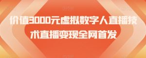 价值3000元虚拟数字人直播技术直播变现全网首发【揭秘】-阳知网创资源库