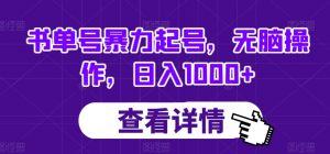 书单号暴力起号,无脑操作,日入1000+【揭秘】-阳知网创资源库