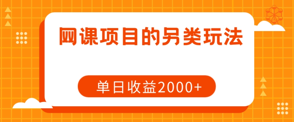 网课项目的另类玩法，单日收益2000+【揭秘】-阳知网创资源库