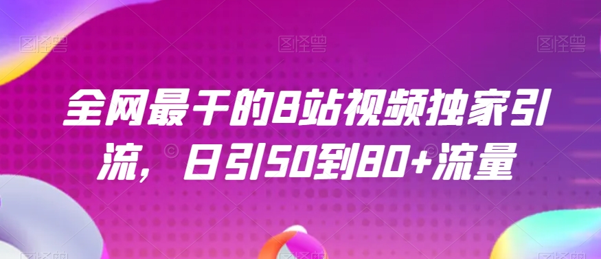 全网最干的B站视频独家引流，日引50到80+流量【揭秘】-阳知网创资源库