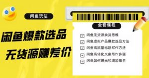 闲鱼无货源赚差价进阶玩法,爆款选品,资源寻找,引流变现全套教程(11节课)【揭秘】-阳知网创资源库