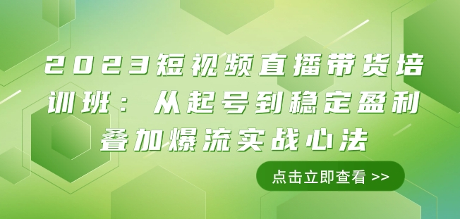 2023短视频直播带货培训班:从起号到稳定盈利叠加爆流实战心法(11节课)-阳知网创资源库