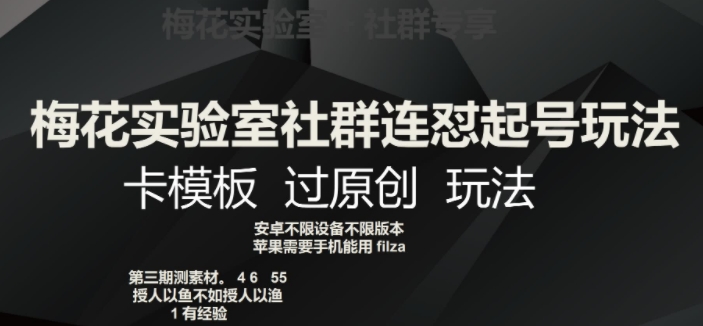 梅花实验室社群连怼起号玩法，卡模板过原创玩法【揭秘】-阳知网创资源库