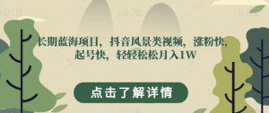 长期蓝海项目，抖音风景类视频，涨粉快，起号快，轻轻松松月入1W【揭秘】-阳知网创资源库