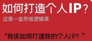 如何打造个人IP?这是一堂思维逻辑课“我该如何打造我的个人IP?-阳知网创资源库