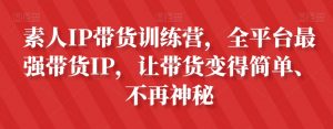 素人IP带货训练营，全平台最强带货IP，让带货变得简单、不再神秘-阳知网创资源库
