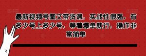 最新视频号图文带货课,实战性很强,有多少号上多少号,等着爆单就行,操作非常简单-阳知网创资源库