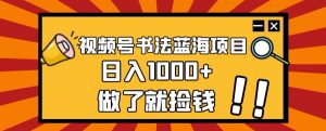 视频号书法蓝海项目，玩法简单，日入1000+【揭秘】-阳知网创资源库
