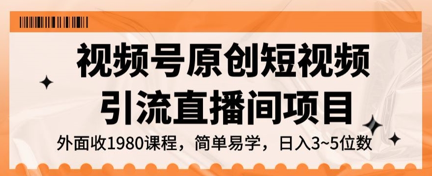 视频号原创短视频引流直播间项目,日入3~5五位数【揭秘】-阳知网创资源库